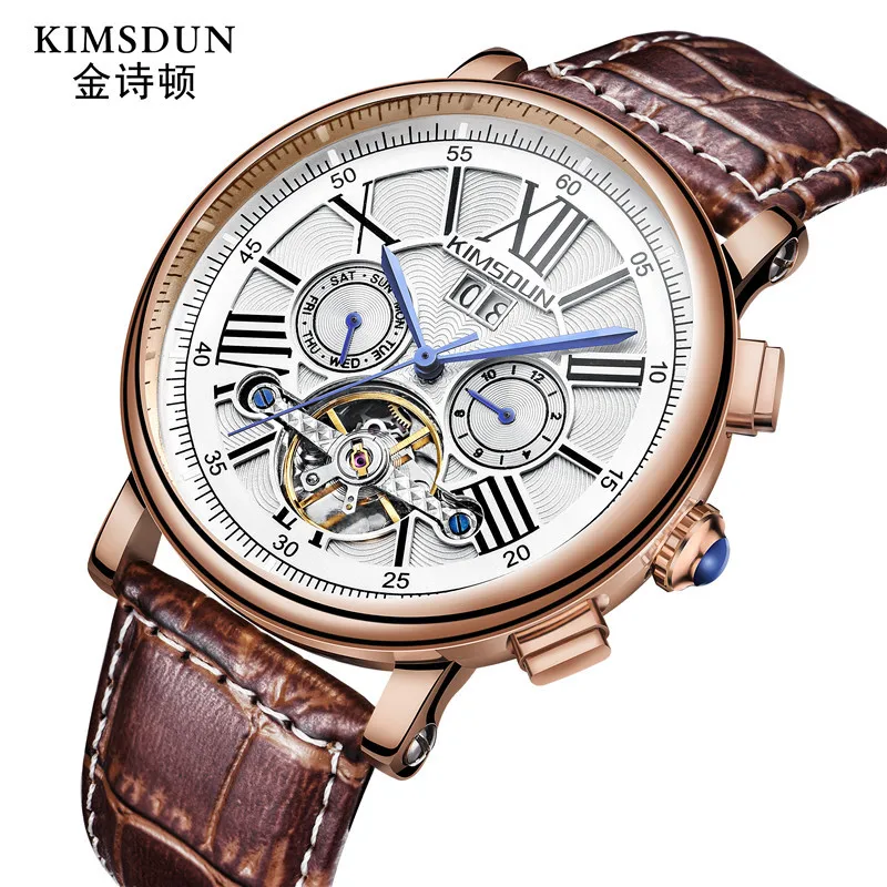 Mens Watches Brand Luxury Tourbillon Automatic Mechanical Men Leather Watchd Classic Sport Male Clocks relogio masculino