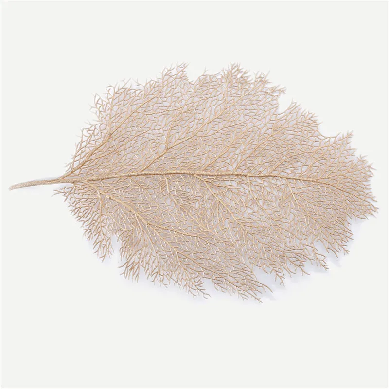 place mat for dining table coasters lotus leaf Palm leaf simulation plant PVC cup coffee tablemats kitchen Christmas Home Decor - Цвет: gold