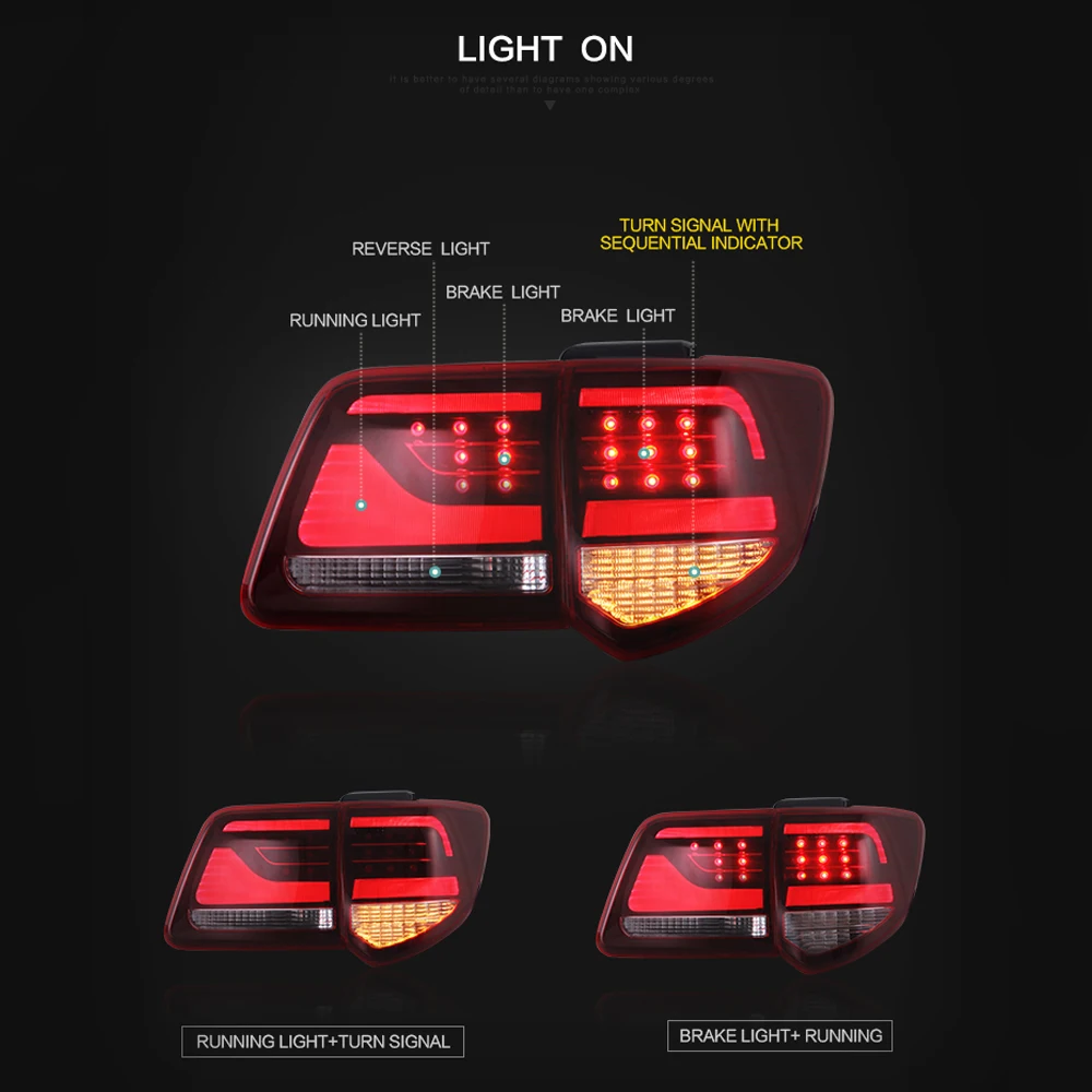 LS светильник светодиодный задний фонарь в сборе для Toyota FORTUNER 2012 2013 2014 2015 дневные