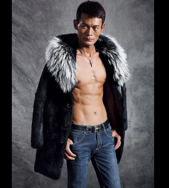 fashion fur collar leather jacket men 