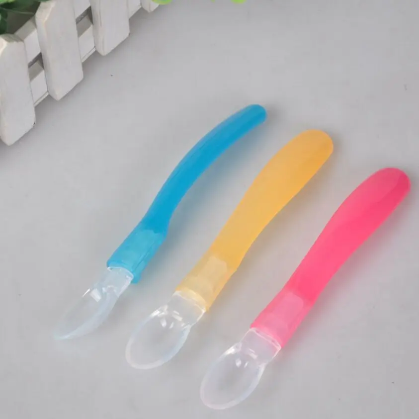 baby spoons feeding dishes Tableware for children flatware cutlery colher spoon silicone tools-Elbow-Spoon Feeding Practical