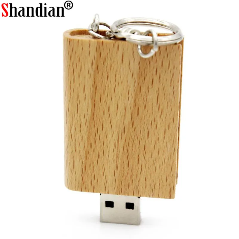 SHANDIAN натуральная деревянная книга usb флэш-накопитель Флешка 4 ГБ/8 ГБ/16 ГБ/32 ГБ/64 ГБ флеш-накопитель металлический брелок логотип клиента