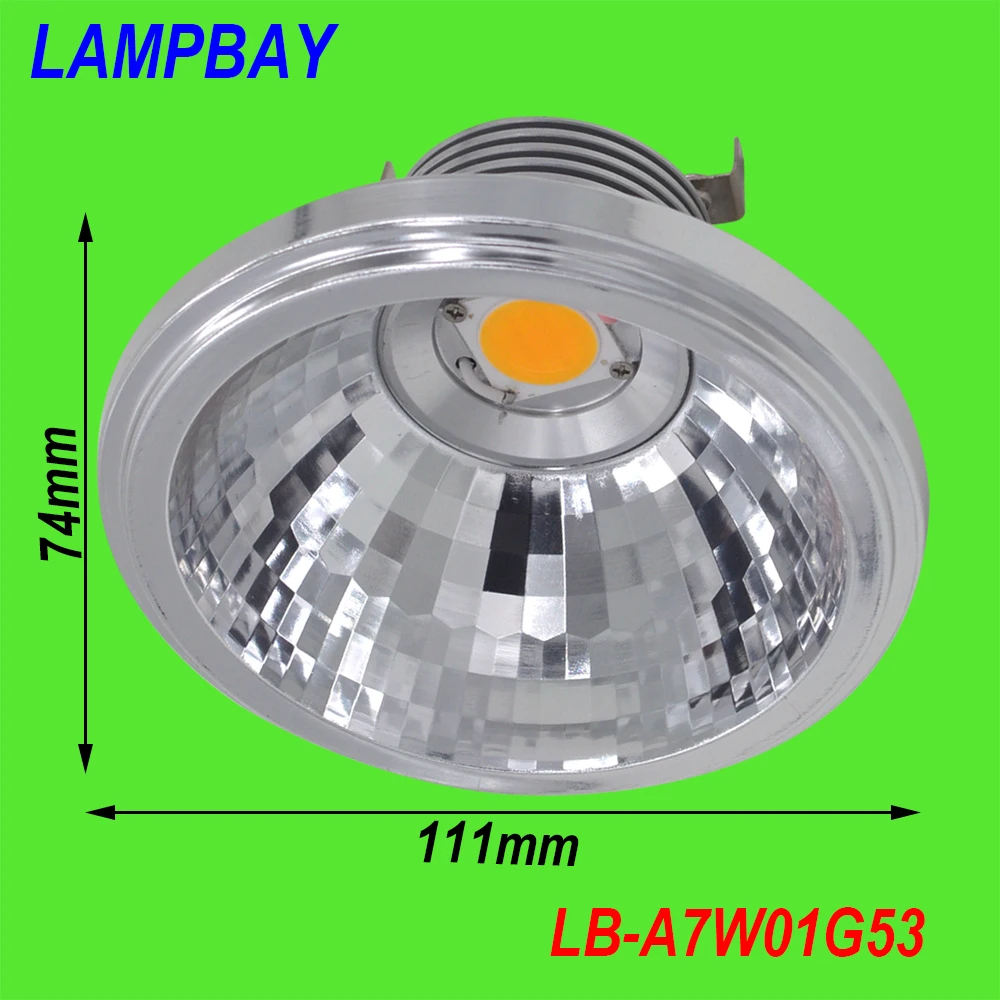 (4 Упак.) Бесплатная доставка LED AR111 COB Отражатель 7W G53 12V 770LM замена до 50W лампочка с