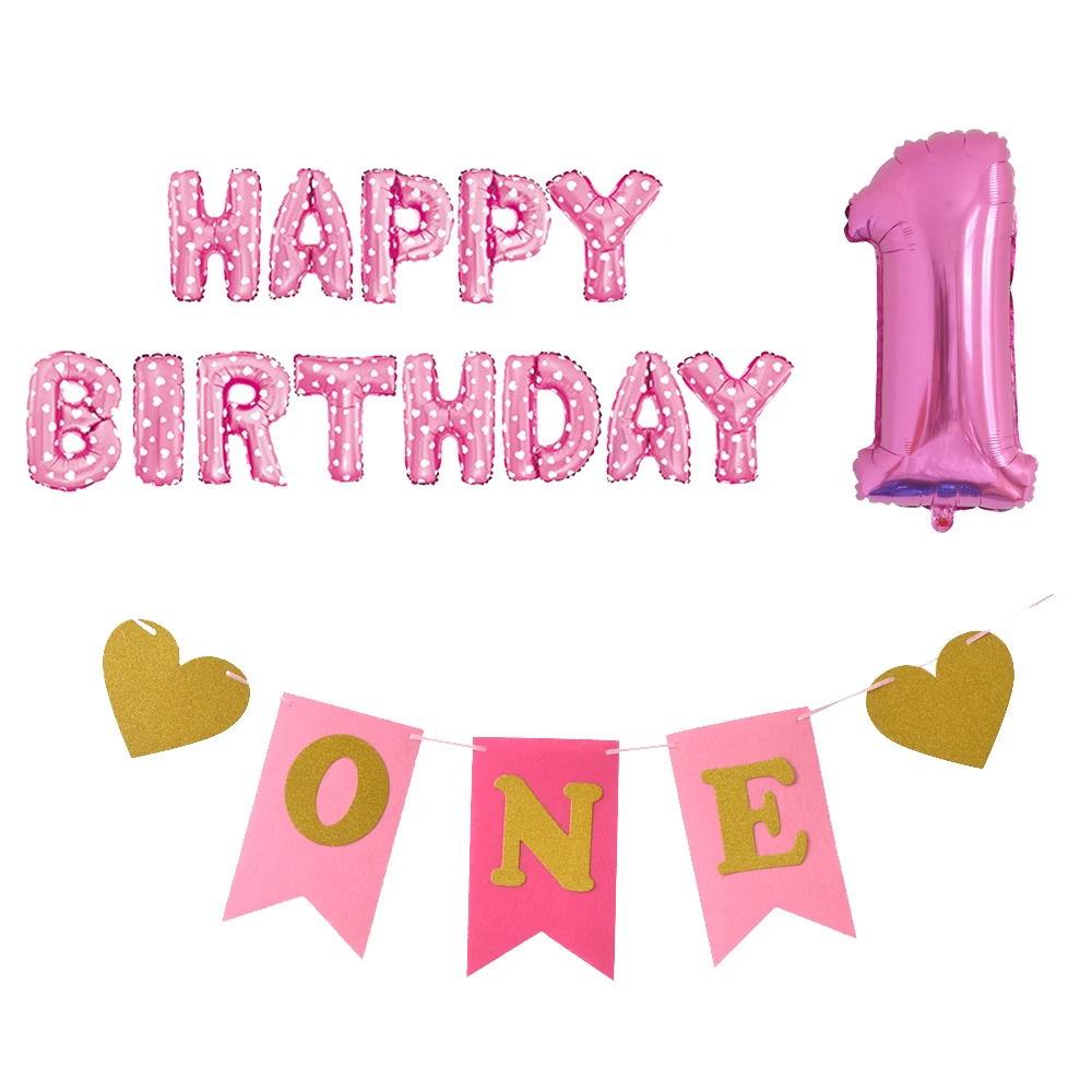 Рулон бумажной гирлянды с надписью Happy баннеры для дня рождения девочек на один