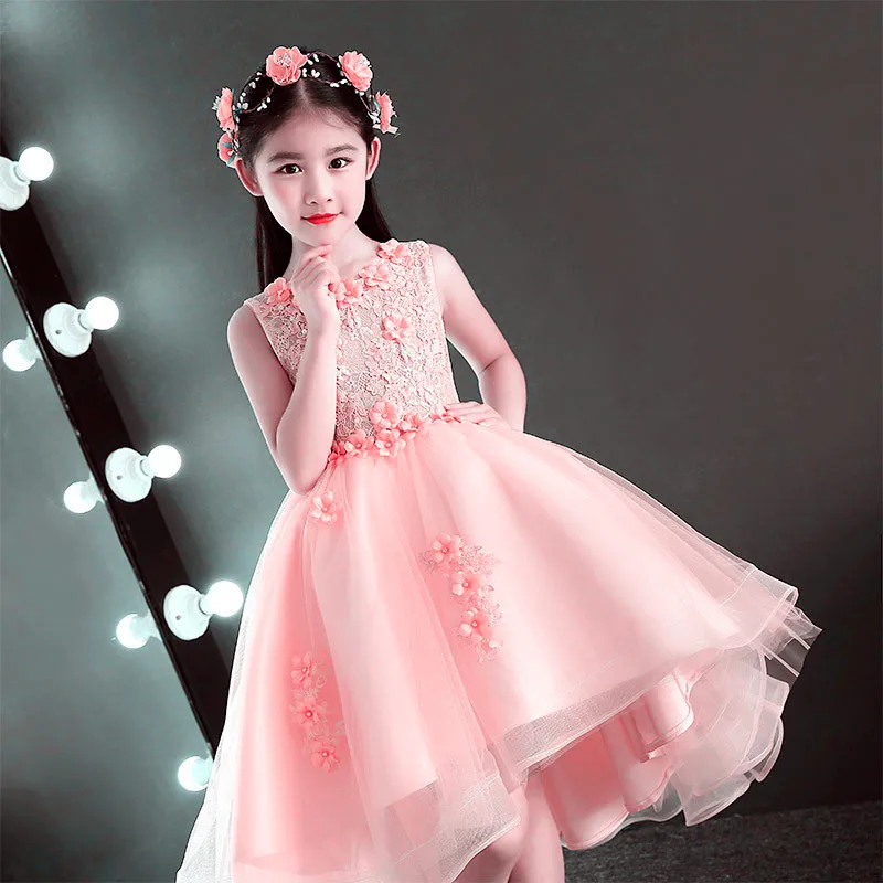 Школьное платье для девочек торжественных церемоний кружевное из тюля с