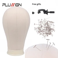 plussign canvas block head mannequin training head with clamp stand and blocking pins kit for wig making displaying styling