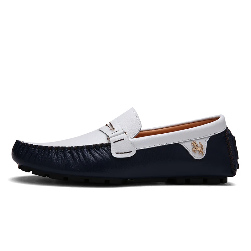 GOXPACER Four Seasons Shoes Men Loafers Horse Logo Casual Genuine Leather Flats Fashion Male All Match Comfortable | Обувь