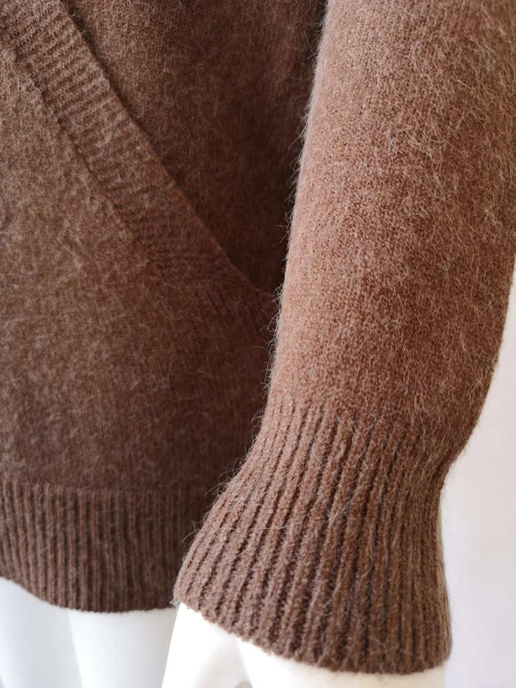 Осень Зима 2018 женский свитер Мягкий Кролик крест пуловер глубокий v-образный