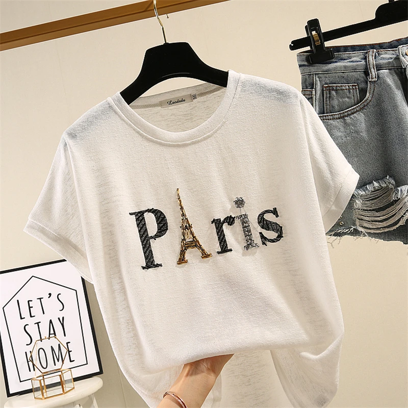 Белая футболка из ледяного шелка с коротким рукавом женская летняя новая