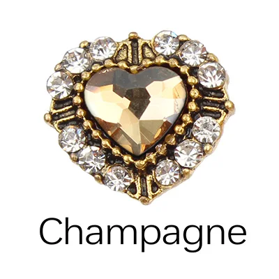 Champagne 10 шт хрустальные стразы в форме сердца 3d кулоны для ногтей для украшения ногтей DIY Блестящий сплав инструменты для ногтей - Цвет: Champagne