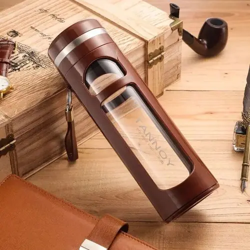 C-560ML brown Термостойкая двухслойная стеклянная бутылка для воды, креативный пояс, разделительный фильтр для чая, портативное, для путешествий, офиса, стекло для воды - Цвет: C-560ML brown