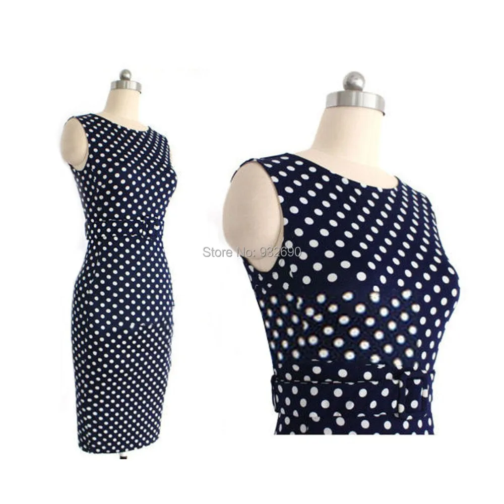 2015 New Hot Elegant Ladies Burst Casual Sleeveless Wave Point Knee Temperament Of Fashion Sexy Dress With Belt Moda Vestido | Женская
