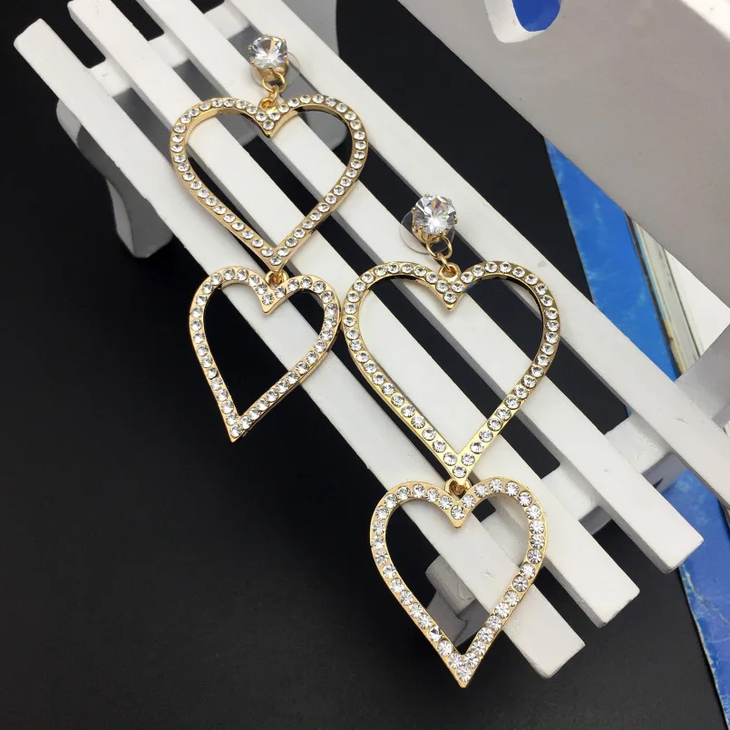 Женские серьги подвески из металлического сплава|big heart earrings|drop earringsheart drop earrings |