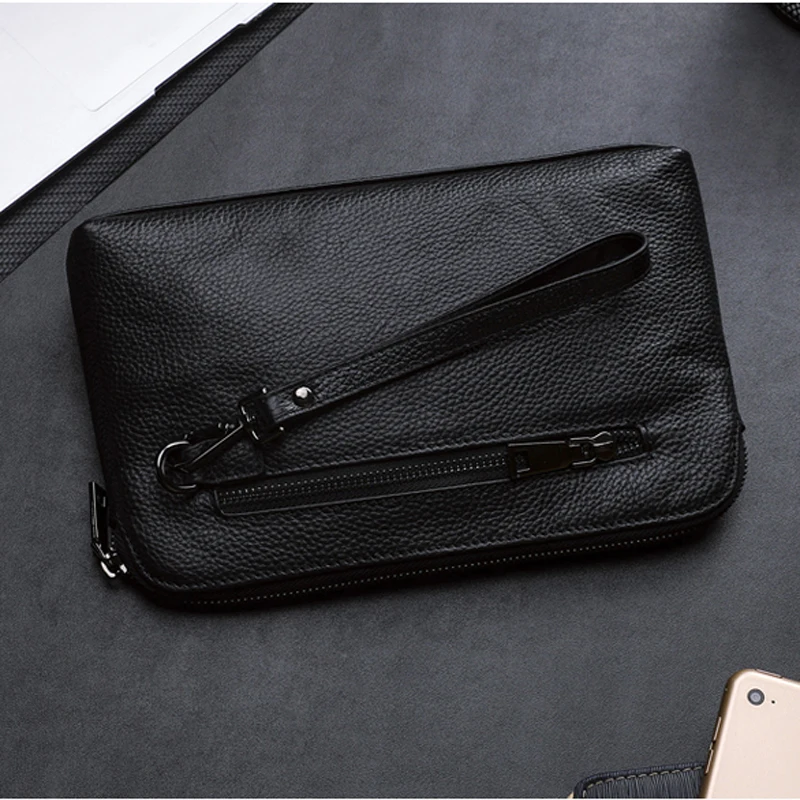 BAQI Brand Men Handbags Men Wallets Clutch Bag High Quality Genuine Leather Cowhide 2019 Fashion Ipad Bag Men Card Holder Casual