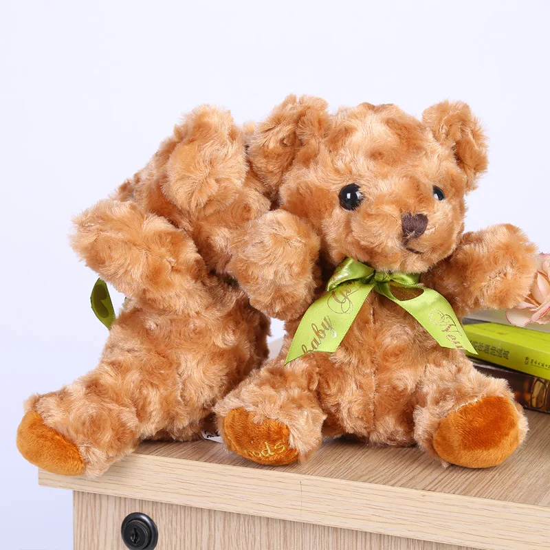 20 см Одноцветный бант из ленты плюшевый мишка кудрявый пушистый Мишка игрушки