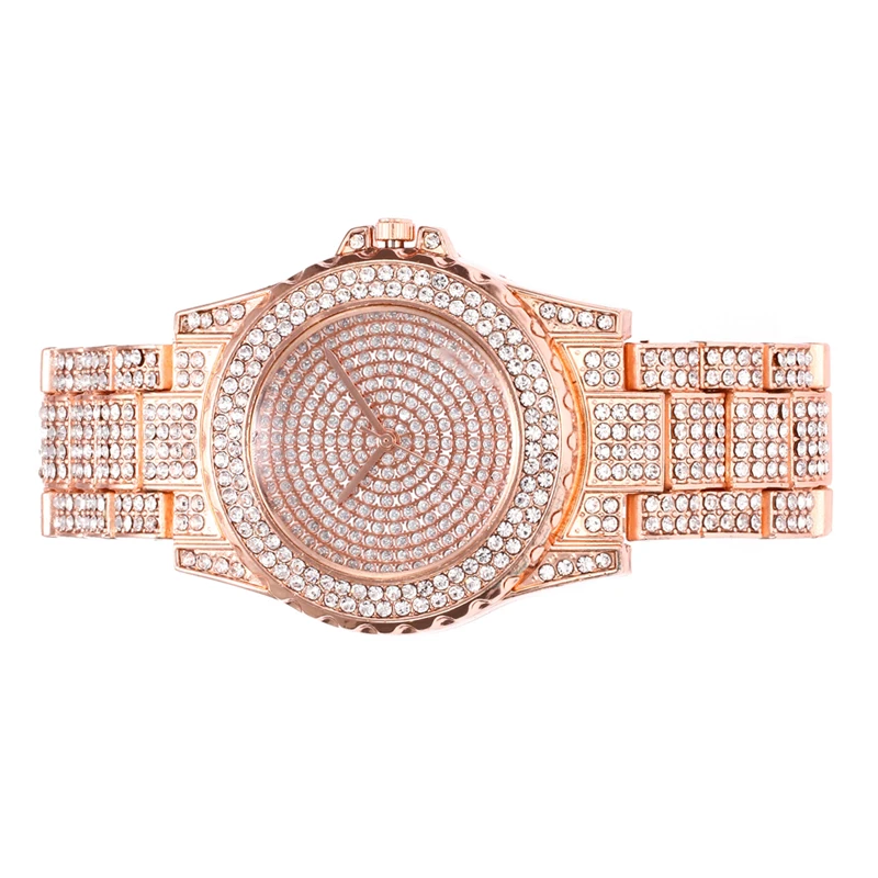 Роскошные Алмазные часы для мужчин и женщин из нержавеющей стали ремешок