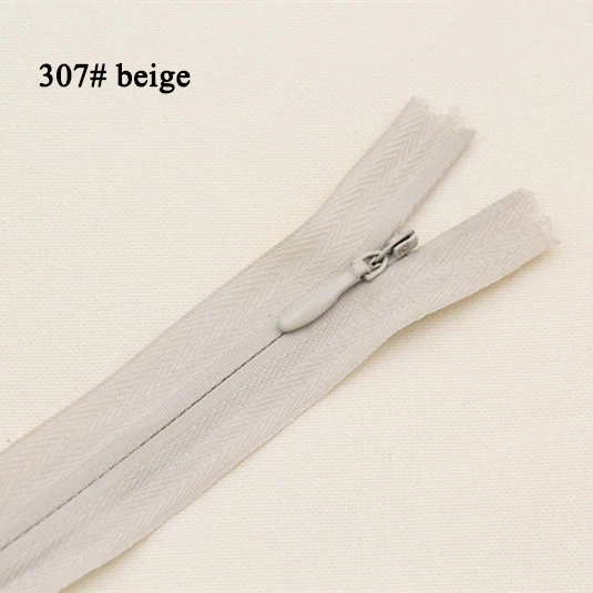 307 beige 10 шт. 28 см; большие размеры 35-40 см, 45 см 50 см 55 60 см в длину 3# невидимые молнии нейлон катушки молнии набор «сделай сам» для пошива одежды аксессуары для одежды - Цвет: 307 beige