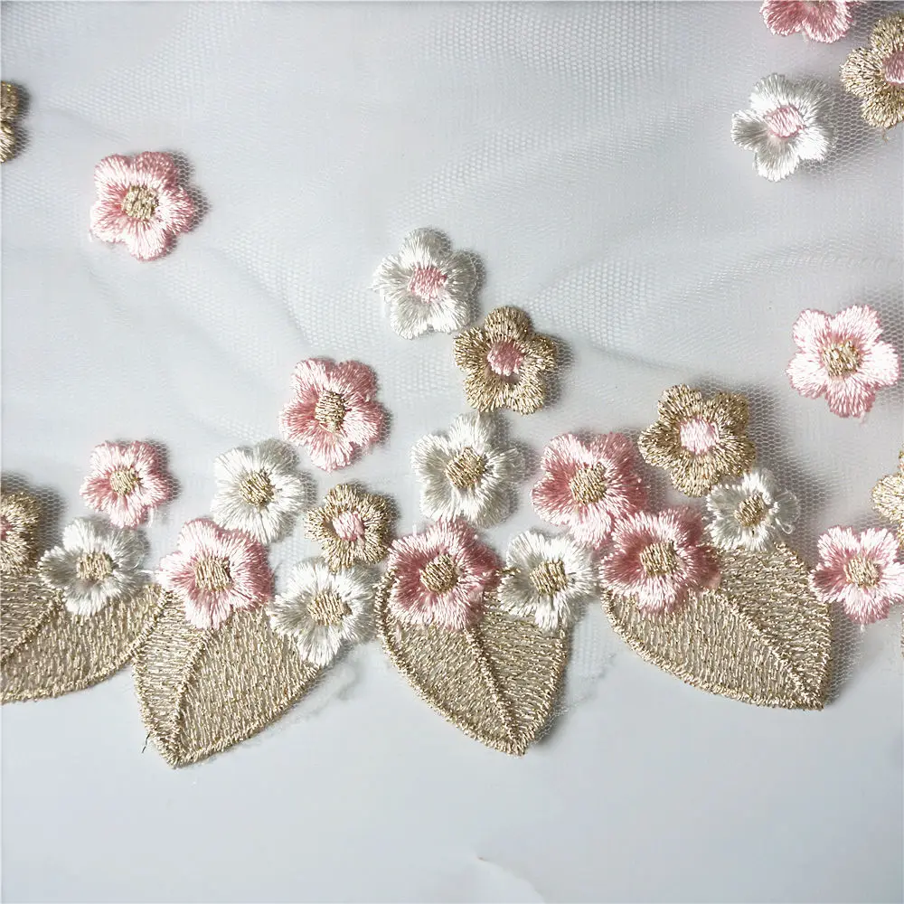 Кружевная отделка 2 ярда 20 см вышитая Роза винтажные цветы листья сетчатая