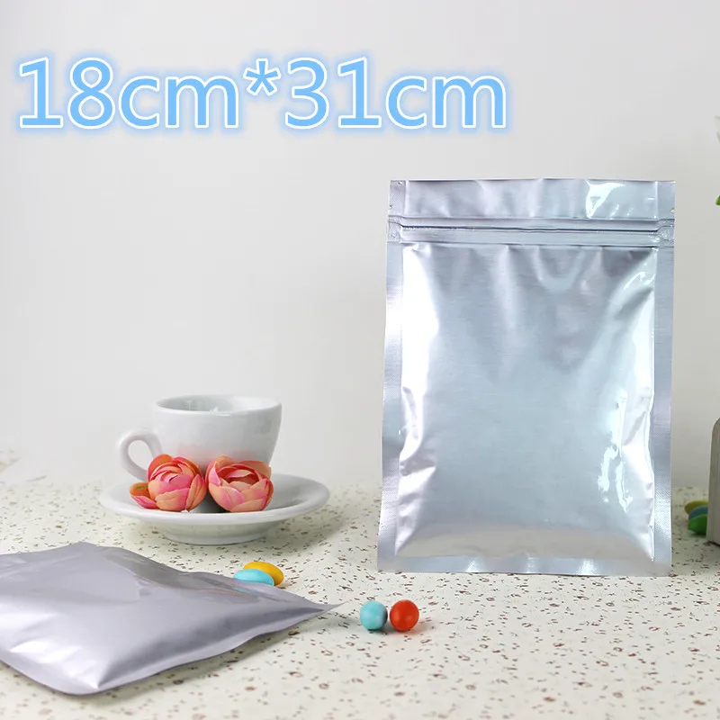 

18*31cm Retail Zip Lock Self Seal Pure Aluminum Foil Bag Packing Plastic Storage Heat Sealing Bag Mylar Ziplock Bag