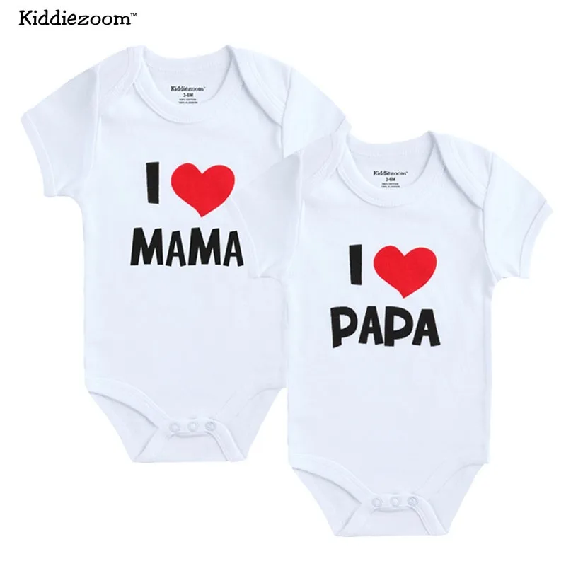 Боди для новорожденных; 2 шт./лот; хлопковый комбинезон с принтом «I Love Papa Mama»; Летний комбинезон; одежда для маленьких девочек