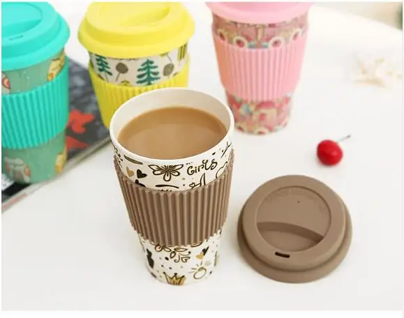 80 шт./лот Экологичная кофейная чашка из бамбукового волокна с многоразовой