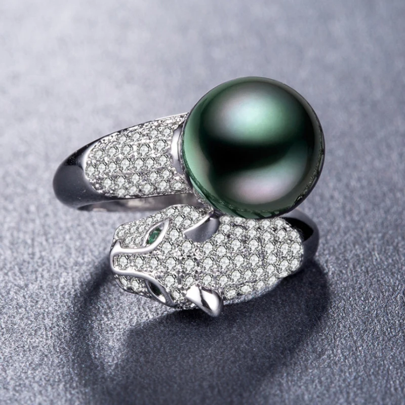 Благородное черное синтетическое жемчужное креативное циркониевое Открытое