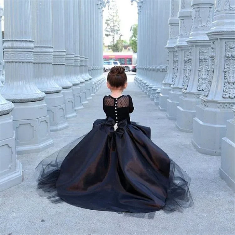 Новые платья с цветами для девочек платье длинными рукавами вечеринки причастия