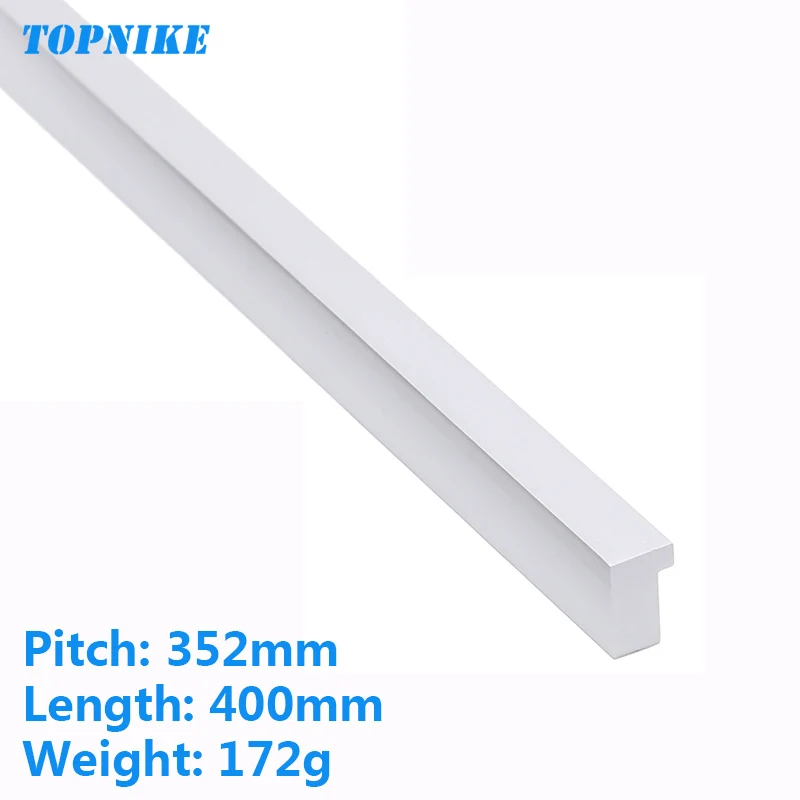 Silver-L-400mm TOPNIKE матовые черные/матовые серебряные для шкафа Ручка из алюминиевого сплава кухонная ручка с твердым сердечником простая Мебельная ручка длина 50-600 мм - Цвет: Silver-L-400mm