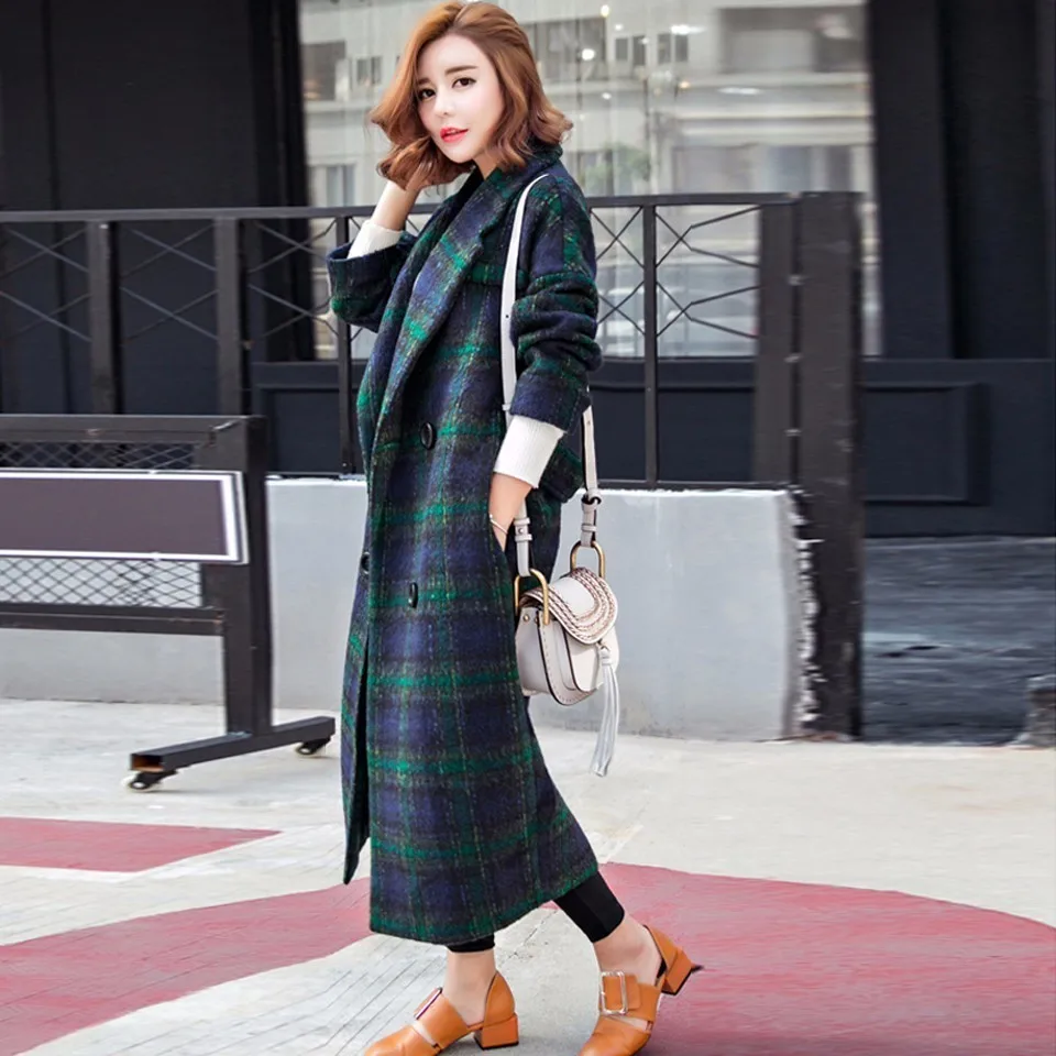 Женское зимнее пальто свободного покроя теплое кашемировое оверсайз с