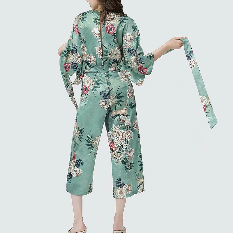 Женский свободный комбинезон JuneLove винтажный в стиле бохо с цветочным принтом