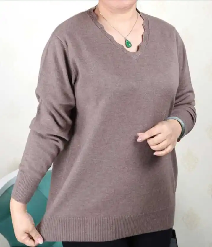 Plus Size Women Clothing 5XL 6XL7XL 8XL 9XL Large Middle Aged Clothes Mother Cashmere Sweater Knitted Shirt Long Sleeve |