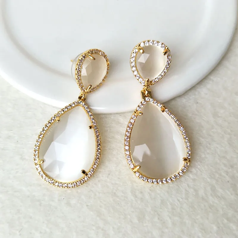 4 пары хрустальных сережек в форме капли воды серьги подвески с инкрустацией