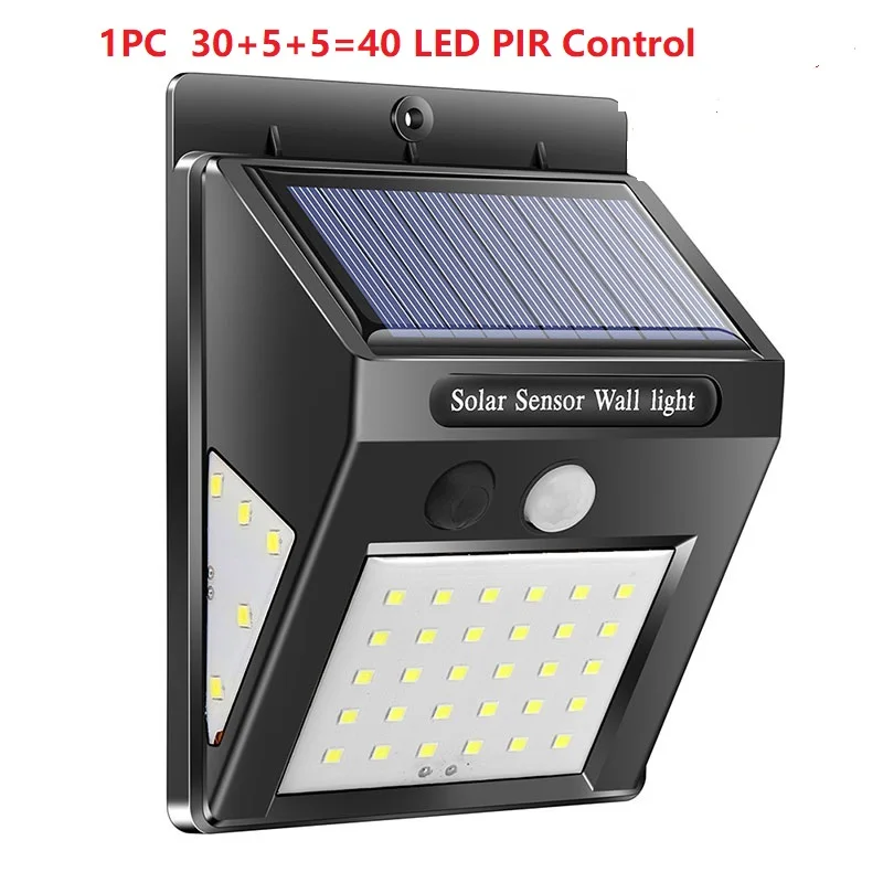 1PC 40LED 3 светодиодных солнечных лестничных светильников из нержавеющей стали, уличный ночник, Прямая поставка - Испускаемый цвет: 1PC 40LED