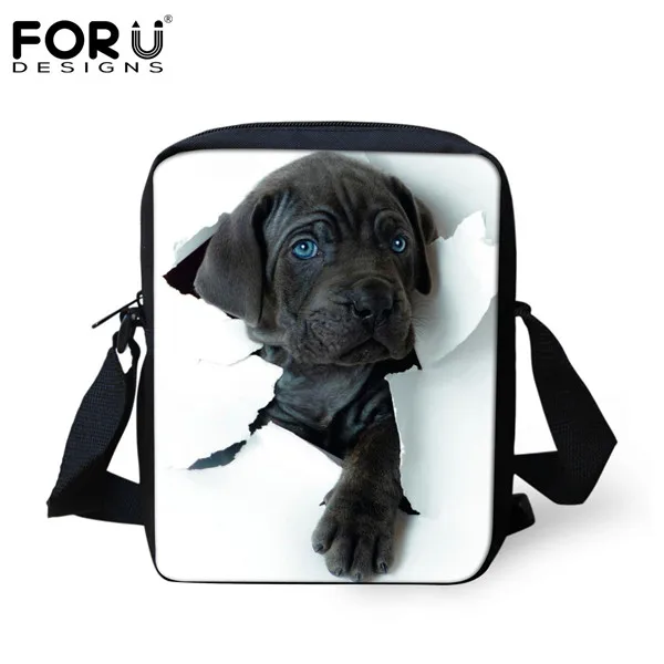 H823E FORUDESIGNS/женские сумки-мессенджеры, 3D джинсовая сумка на плечо с изображением животных, сумки с милым котом, сумки-мессенджеры, Детская сумка через плечо для девочек - Цвет: H823E