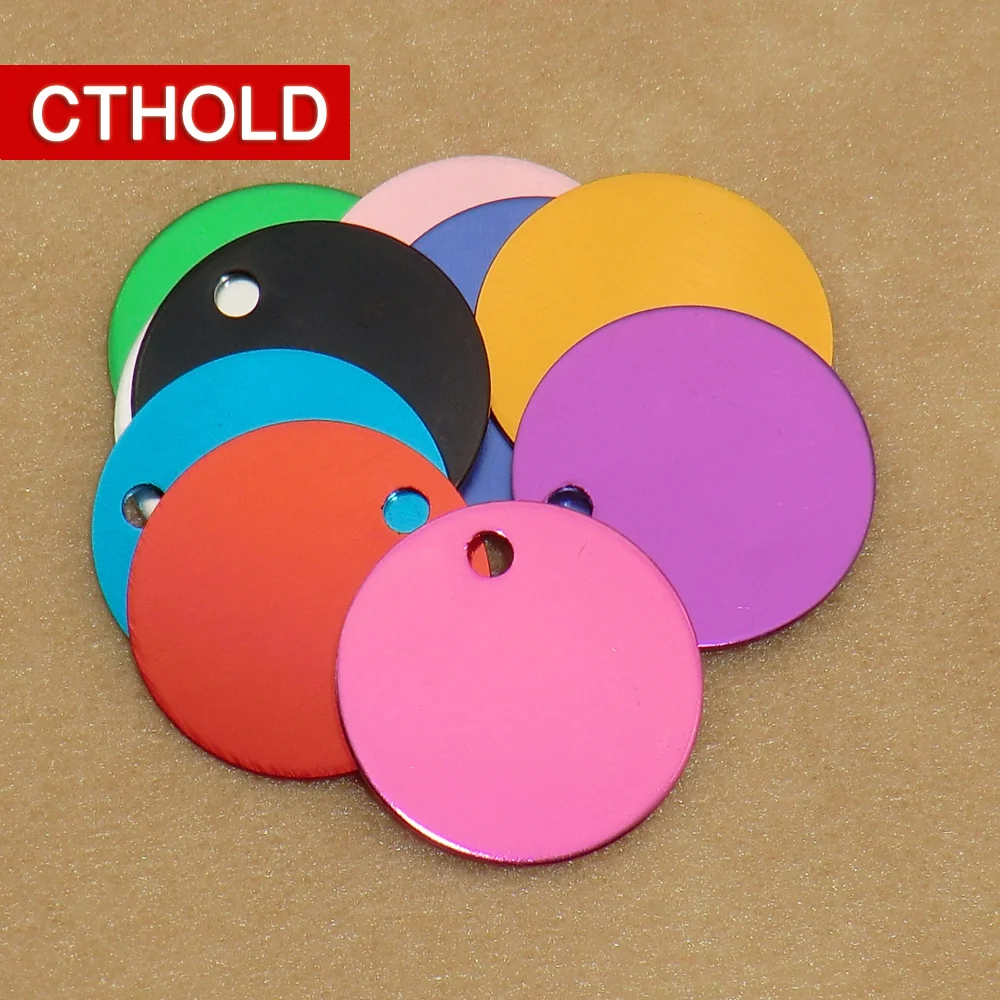 

CTHOLD 100Pcs Dog ID Tag Round Key Tag Aluminum Blank Name Number Tags Dog Cat Pendants Component Personalized Pet Collar Tags