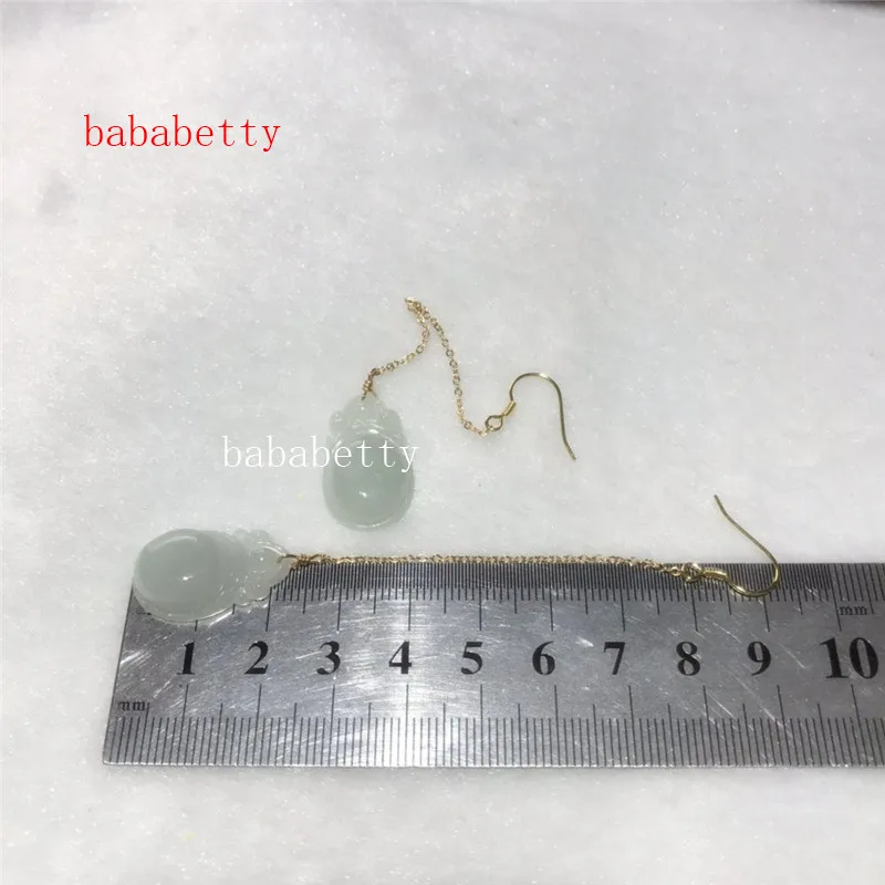 

Fashion contracted New Natural Jades Good luck 14X24MM Handmade Swing Earrings