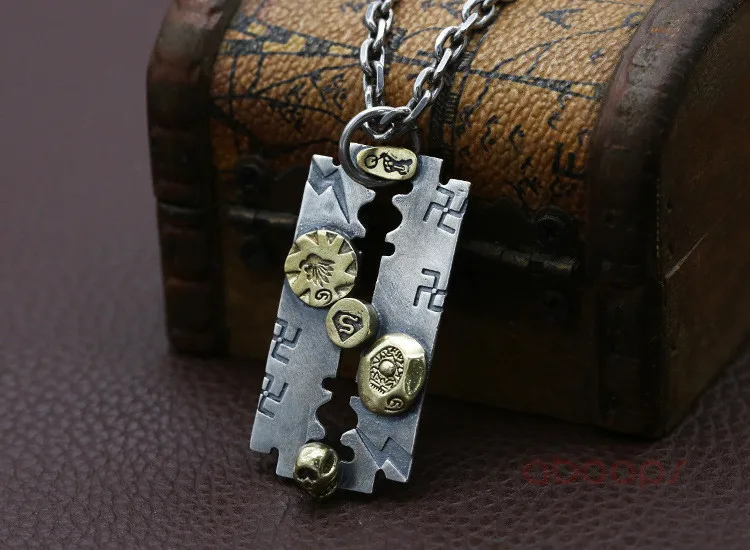 Винтажная Серебристая бритва из стерлингового серебра 925 пробы с подвеской в