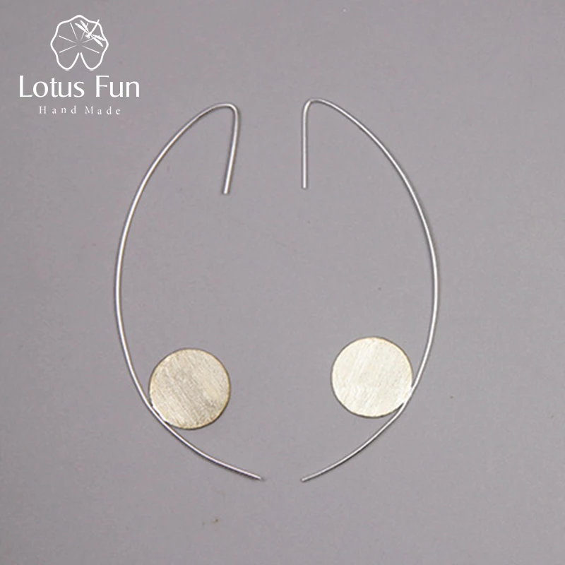 Lotus Fun реальные 925 пробы серебро ручной работы дизайнер ювелирных украшений Современный минимализм Стиль геометрическая серьги для Для женщин