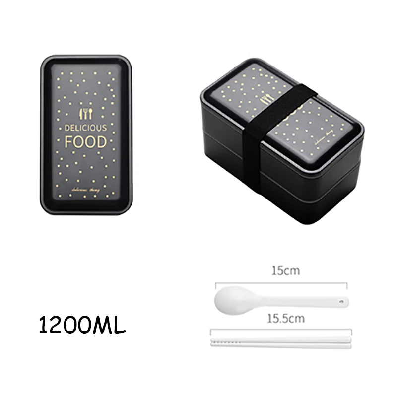 FOOD MICCK 1200 мл Microwavable Ланч-бокс двухслойная Bento коробка с Посуда Герметичный пищевой контейнер ланчбокс для школы офиса - Цвет: FOOD