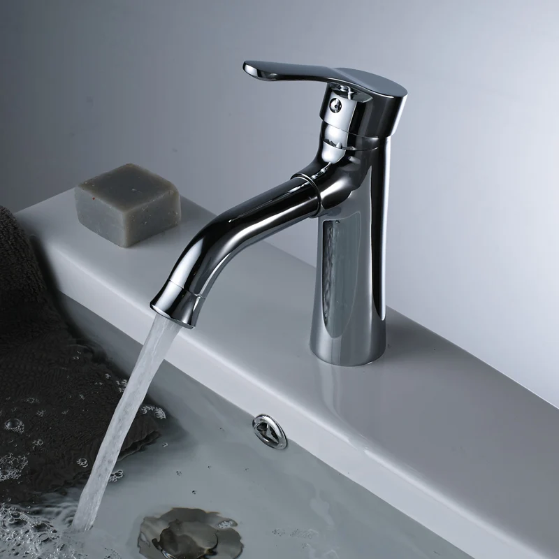 Бесплатная доставка хром полированный Твердый латунный кран для раковины ванной