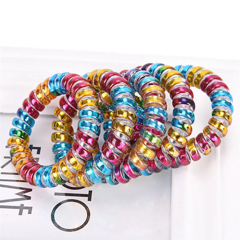 5 шт./лот разноцветные резинки для телефонного шнура эластичные волос 3 см