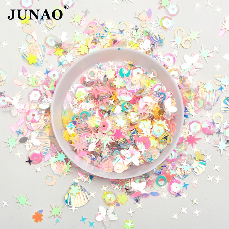 JUNAO 10 г смешанные цвета Смешанная форма блестки маленькие буквы для ногтей