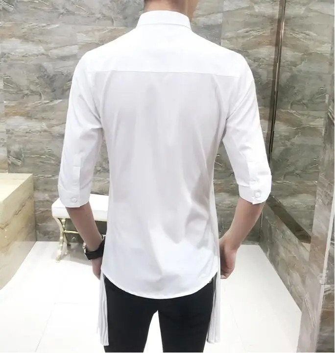2019 New Summer Thin Men's Casual Shirt Regular Cotton Men Three Quarter Sleeve Big Size Breathable Dress Shirts | Мужская одежда