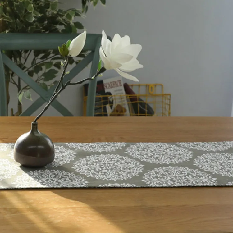 Белая большая настольная дорожка с цветами Decoracion Mesa Hogar из хлопка и льна Chemin De Table Tafelloper вечерние свадебные украшения