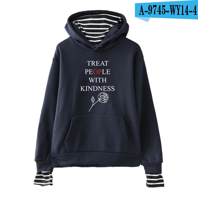 navy blue Стиль Гарри поддельные две части балахон для мужчин/женщин лечения людей с добротой толстовки Толстовка принт забавные буквы Harajuku куртка - Цвет: navy blue