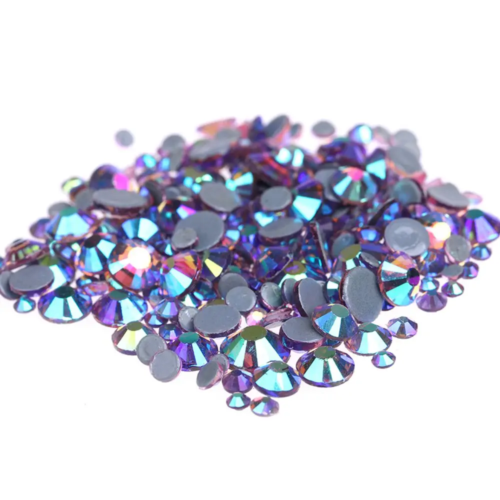 Легкий аметист AB исправление страз стразы Flatback клей подложка железо на