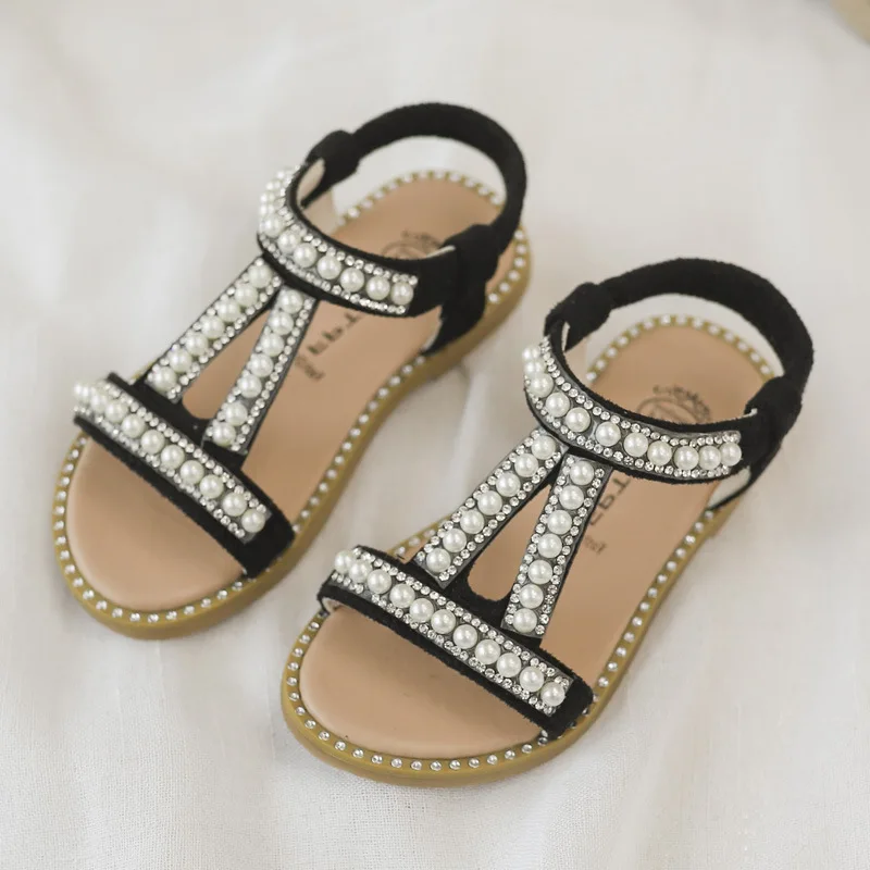 2019 детская обувь для девочек летние босоножки модный искусственный жемчуг