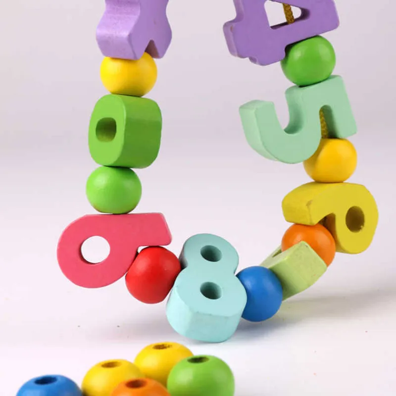 

33Pcs/lot Baby Multicolor Beads Toys DIY Numbers Beads Wooden Early Learning Baby Educational Toys 3D Puzzle Toys Gift