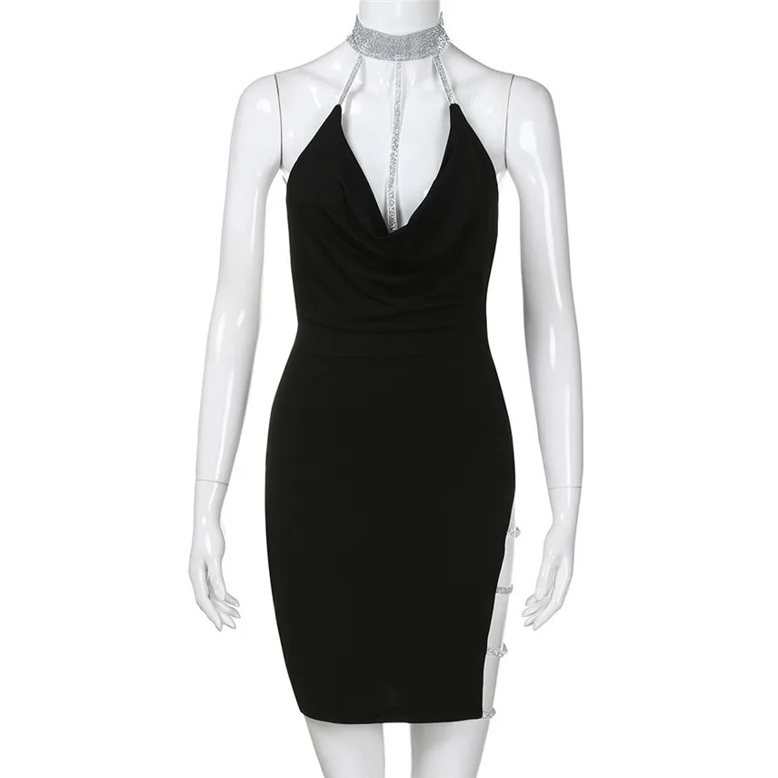 Дропшиппинг женское сексуальное облегающее мини платье с глубоким V образным