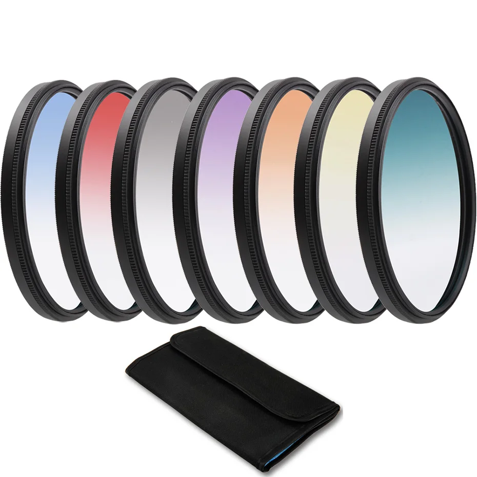 Color Filters set Набор фильтров TENENELE градиентного цвета для камеры 49 52 55 58 62 67 72 77 82 мм Набор фильтров для объектива Nikon sony Canon Pentax DLSR - Цвет: Color Filters set